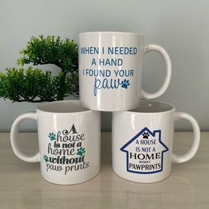 Stoneware Paw Print Pet Lover Mug Bundle